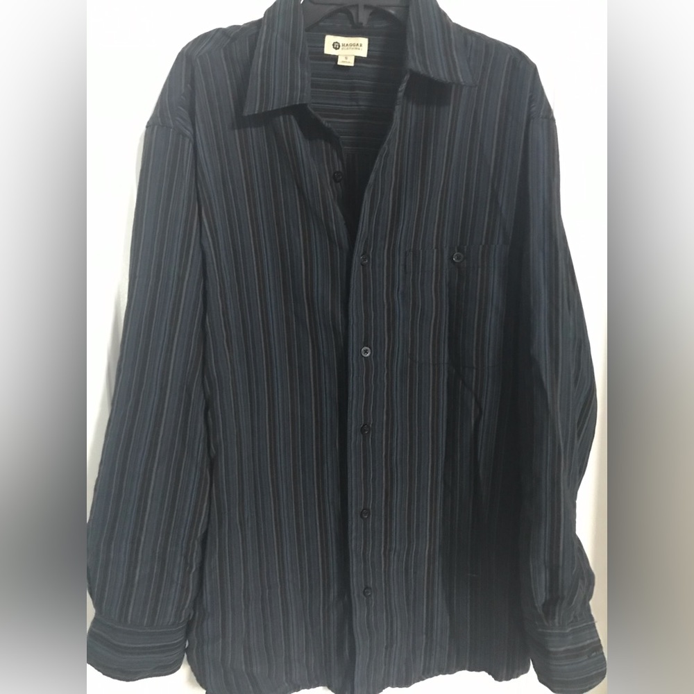 2 pcs MENS HAGGAR & AXIST long-sleeved dress shirt used very good condition - Picture 5 of 14